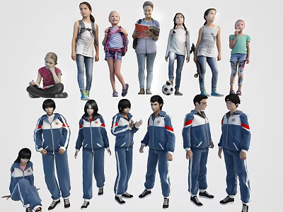 Modern Multiplayer Character Student Uniform 3d model