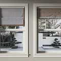 Different Colored Window Blinds For Home Windows With Garden And Plant Views