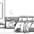 Modern background double bed combination 3d model