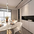 Modern Living Dining Room Interior With Large Sofa TV Marble Wall Coffee Table and Plants