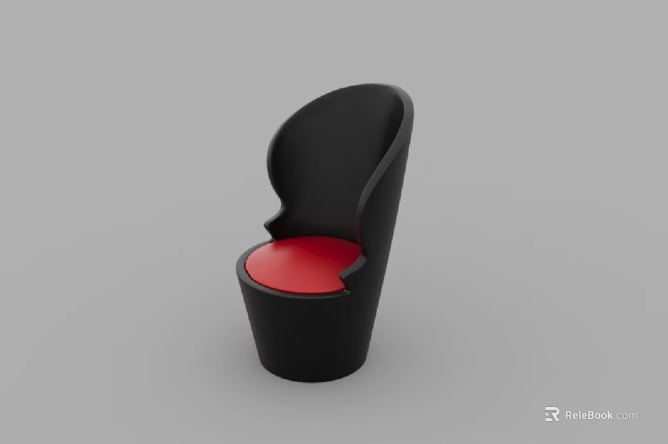 Modern Single Sofa With Black Frame And Red Comfortable Seat Design 3d model 