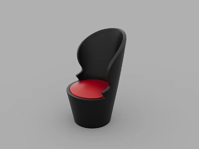 Modern Single Sofa With Black Frame And Red Comfortable Seat Design 3d model