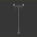Decorative Street Lamp With Double Lamp Heads Ironwork Details And Metal Base