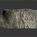 Unique Stump Shaped Wood Stone With Textured Surface And Mushroom Patterns As Decorative Tabletop Piece