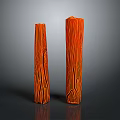 Two Stylish Orange Wood Grain Decorative Pillars For Modern Home Living