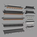 Traditional Chinese Architectural Components with Ornamental Roof Eaves and Brackets