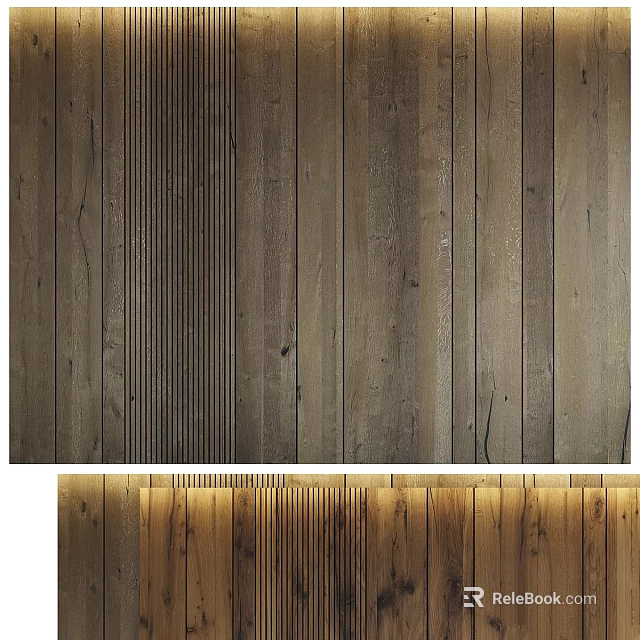 Wooden Texture Wall Hanging With Vertical Stripes And Light Shadow Effect 3d model 