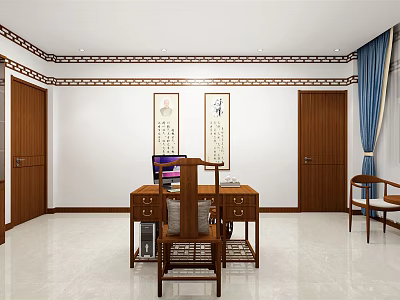 Modern Open Concept Kitchen Interior Design With Island Counter And Appliances 3d model