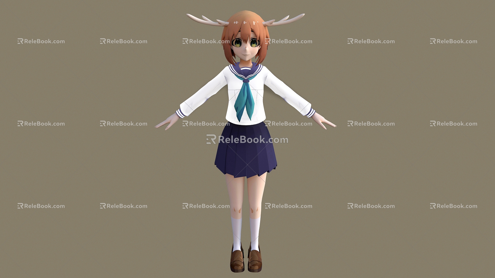 Elf Girl Antler Game Character Game Character Anime Girl Cartoon Girl Anime Character 3d model