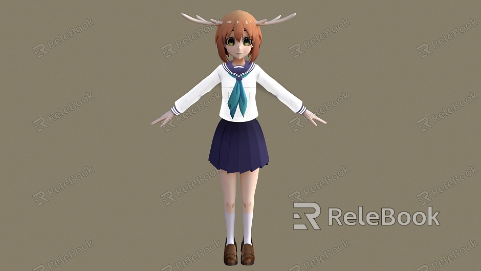 Elf Girl Antler Game Character Game Character Anime Girl Cartoon Girl Anime Character model