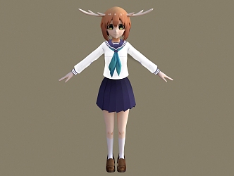 Elf Girl Antler Game Character Game Character Anime Girl Cartoon Girl Anime Character 3d model