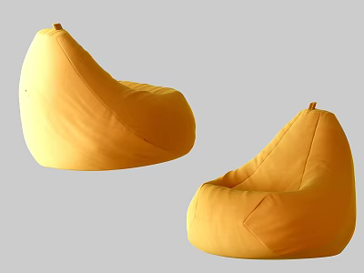 Yellow Comfortable Bean Bag Chair For Living Room Soft Cozy Home Furniture 3d model