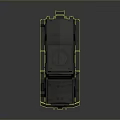 Rugged Military Off Road Vehicle With Armored Body Large Tires And Roof Warning Lights