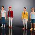 Four Male Characters With Casual And Formal Outfits Including T Shirts Jackets Blazer And Shorts