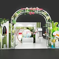 Fresh Greenery Decorated Modern Exhibition Booth Design For Cosmetic Brand Product Trade Show