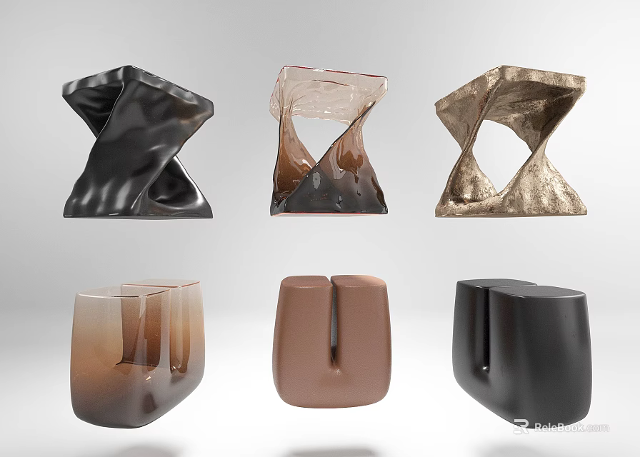 Modern Design Stools With Creative Shapes Various Materials And Unique Styles 3d model