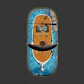 Pirate Ship Model With Wooden Hull Sails Jolly Roger Flags And Blue Water Base