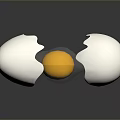 Adorable Yellow Egg Yolk in Broken White Eggshell with Smiling Face Design 3d model