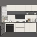 Modern Kitchen With White And Black Cabinets Island And Natural Light