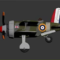 Classic Green Camouflage Biplane Model With Roundels Striped Tail And Orange Propeller