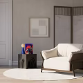 Modern Single-person Sofa Single-person Casual Sofa Side-screen Chandelier Combination 3d model