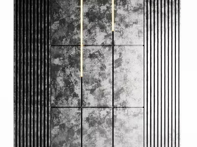 Modern Luxury Background Wall With Textured Panels And Vertical Metal Accents 3d model