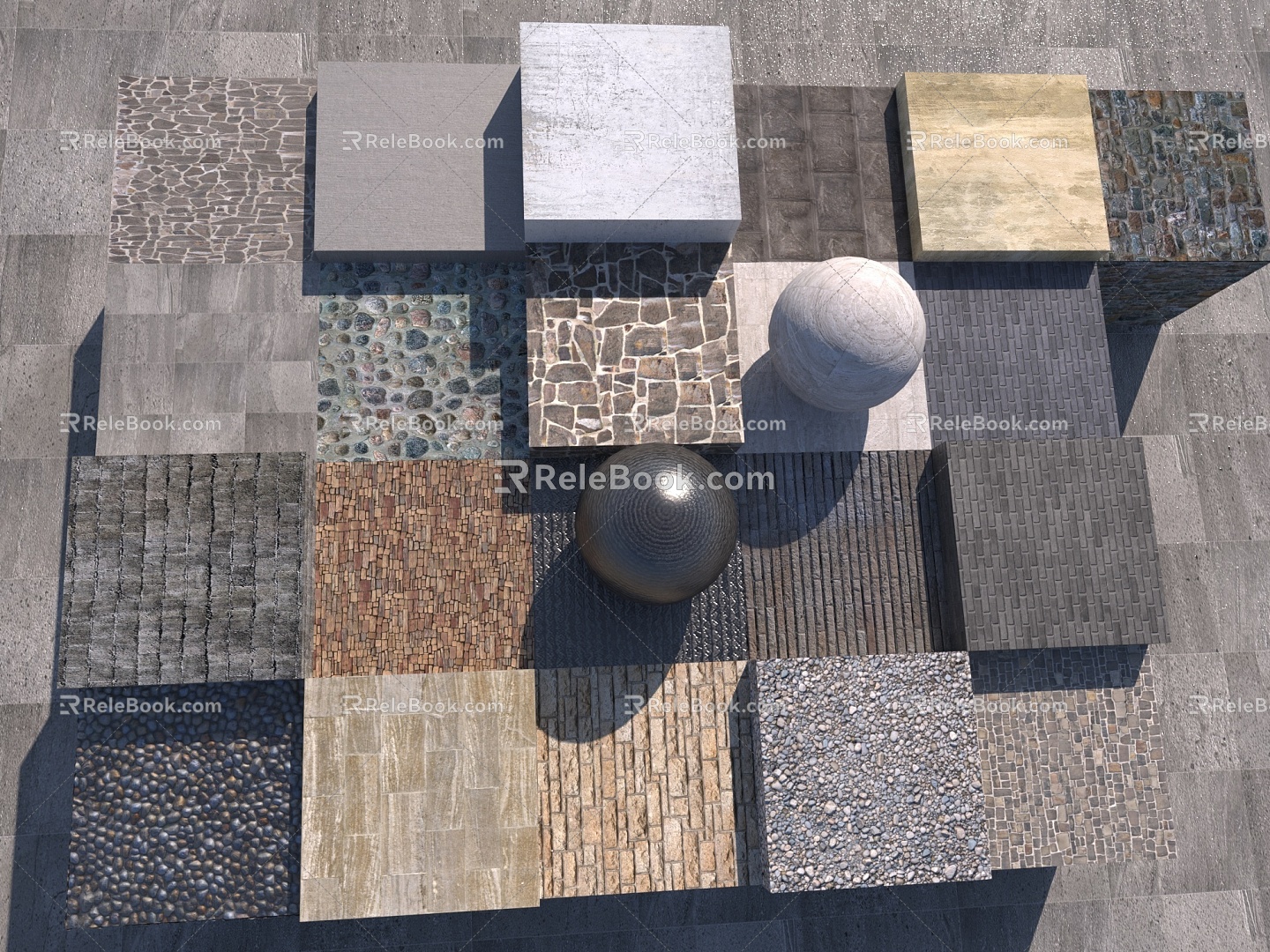 Mao Shi wall green brick goose soft stone stone micro cement dirty old cement 3d model