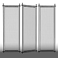 Modern Three Panel Room Divider With Mesh Design And Folding Structure 3d model