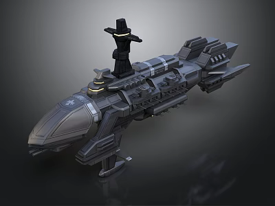 Futuristic Interstellar Spacecraft With Detailed Hull Engines And Command Tower 3d model