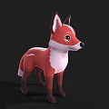 Cute Red And White Cartoon Fox 3D Model Character With Adorable Features