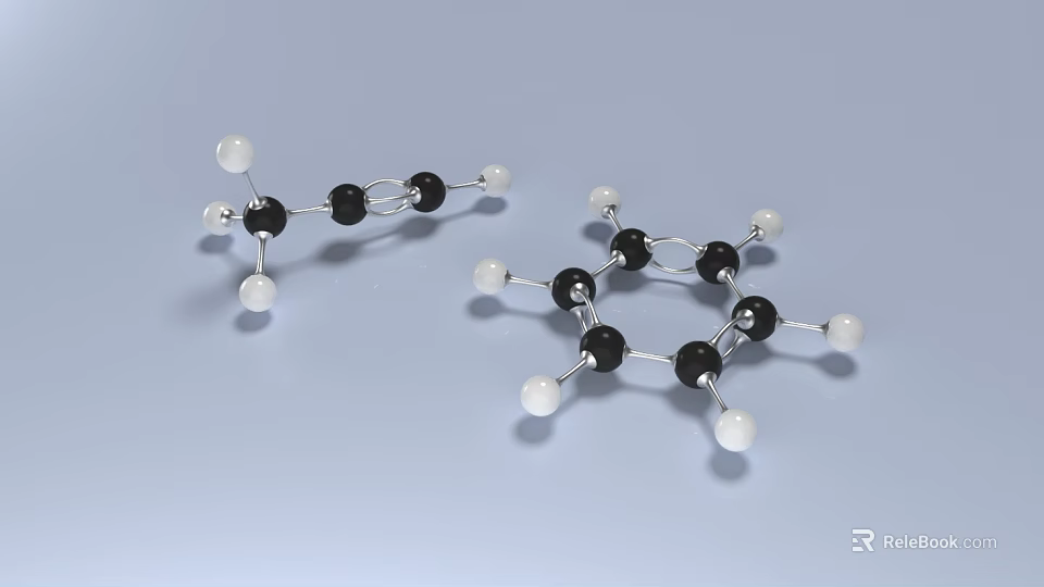 3D Molecular Structure Model With Black White Atoms And Bonds For Scientific 3d model 