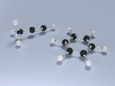 3D Molecular Structure Model With Black White Atoms And Bonds For Scientific 3d model