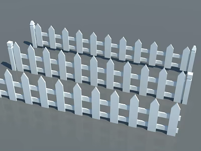 White Picket Fence Design For Garden Decoration And Privacy 3d model