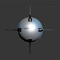 Modern Silver Metallic Spherical Wall Lamp With Sleek Extending Rods Design 3d model
