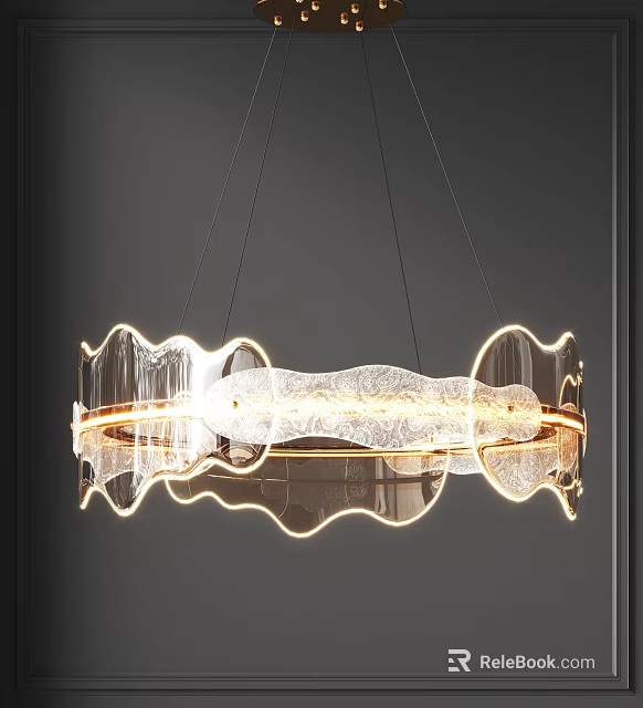 Modern Wavy Transparent Acrylic Chandelier With Elegant Home Interior Lighting Design 3d model 