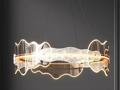 Modern Wavy Transparent Acrylic Chandelier With Elegant Home Interior Lighting Design 3d model