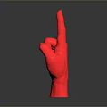 Medical Device Red Hand Gesture Model with Raised Index Finger Design