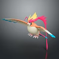 Vibrant Flying Bird With Yellow Pink Feathers Blue Orange Wings And Long Tail