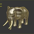 Purple Elephant Model with Long White Tusks Standing on Dark Background