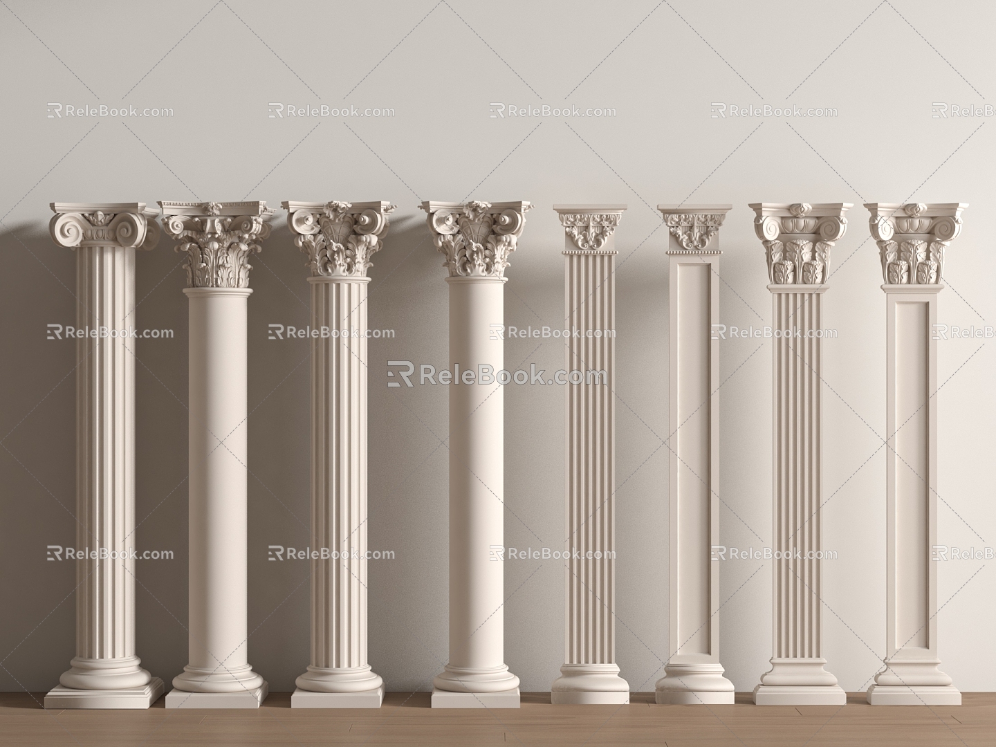 European Column Roman Column Gypsum Column Gypsum Line Cylindrical Square Column 3d model