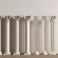 European Column Roman Column Gypsum Column Gypsum Line Cylindrical Square Column 3d model