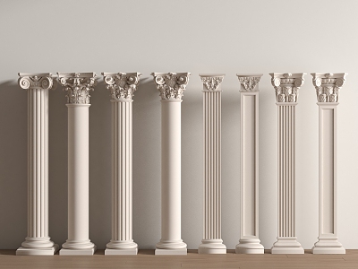 European Column Roman Column Gypsum Column Gypsum Line Cylindrical Square Column 3d model