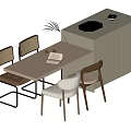 Modern Dining Table Set With Mixed Chairs Side Cabinet And Tabletop Decor 3d model