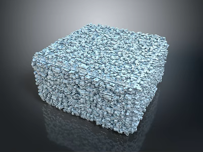 Abstract Gray Cube Composed of Small Particles With Textured Surface And Reflection 3d model