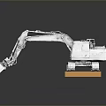 Heavy Duty Functional Construction Vehicle Excavator With Tracks Large Bucket On Display Platform And Reflection