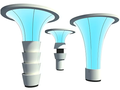 Modern Tensile Membrane Structures With Blue Canopy And White Support Columns 3d model