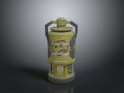 Industrial Green Mechanical Device With Gray Handles Yellow Components And Sturdy Base 3d model