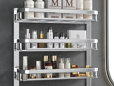 Stainless Steel Multi tiered Bathroom Shelf with Skincare and Cosmetics Storage 3d model