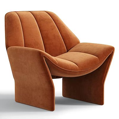 Luxurious Brown Velvet Armchair With Modern Curved Design And Elegant Style 3d model