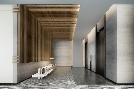 modern elevator hall 3d model
